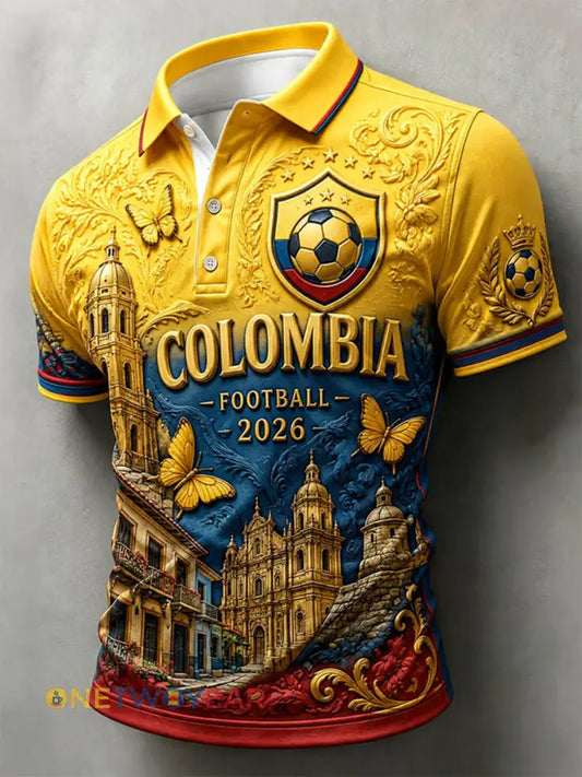 Polo de hombre 2026 Colombia Football Print Casual - como imagen / S