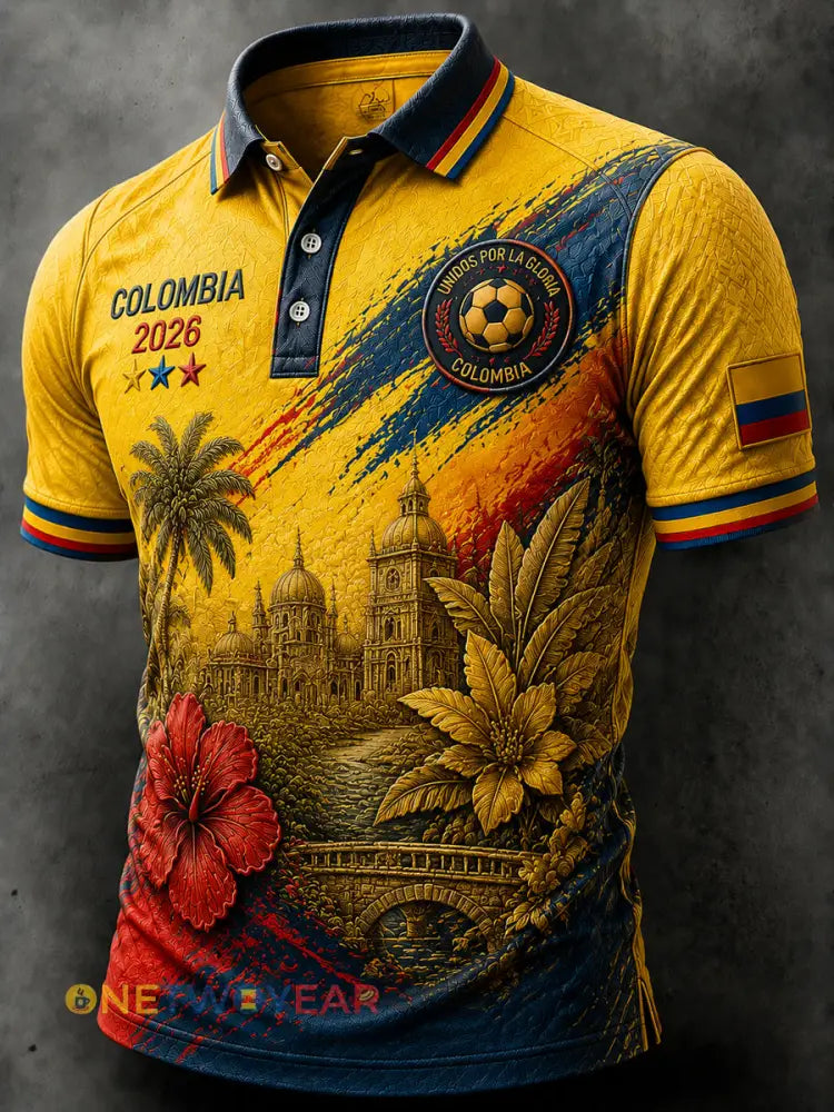 Polo ocasional del arte retro del fútbol de Columbia - como imagen / S