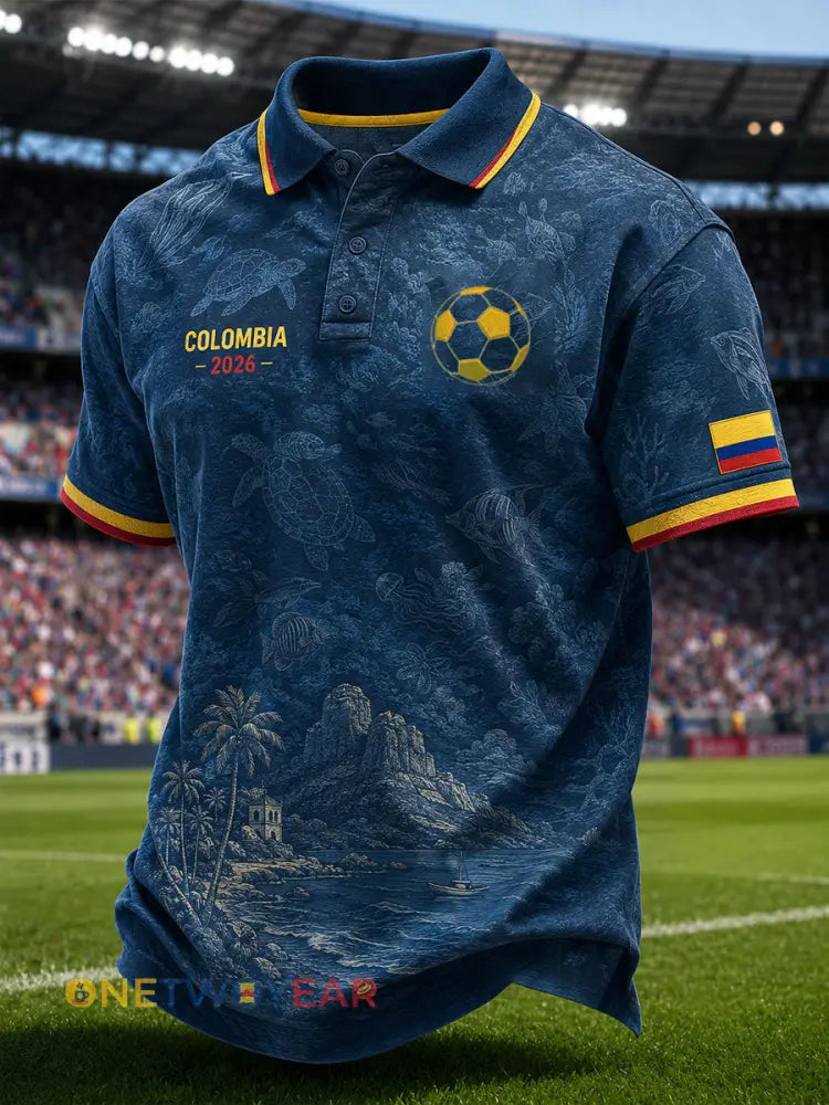 Polo unisex casual de fútbol colombiano con estampado de manga corta para hombre colección 2026 - como imagen / S