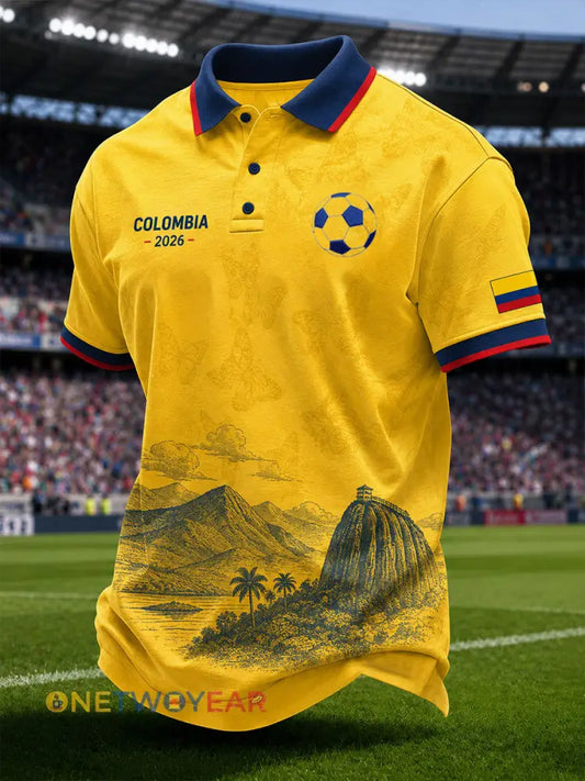 Polo unisex casual de fútbol colombiano con estampado de manga corta para hombre colección 2026 - como imagen / S