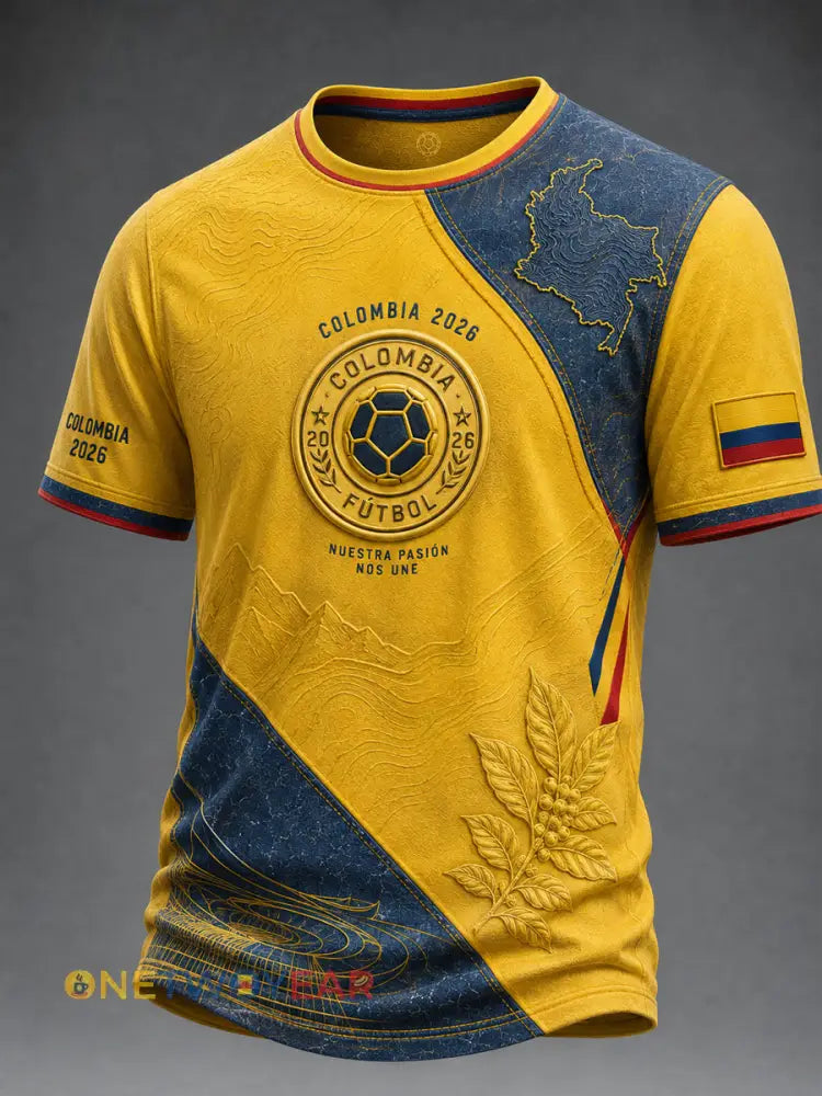Retro 2026 Colombia Fútbol Patchwork Camiseta Casual - como imagen / S