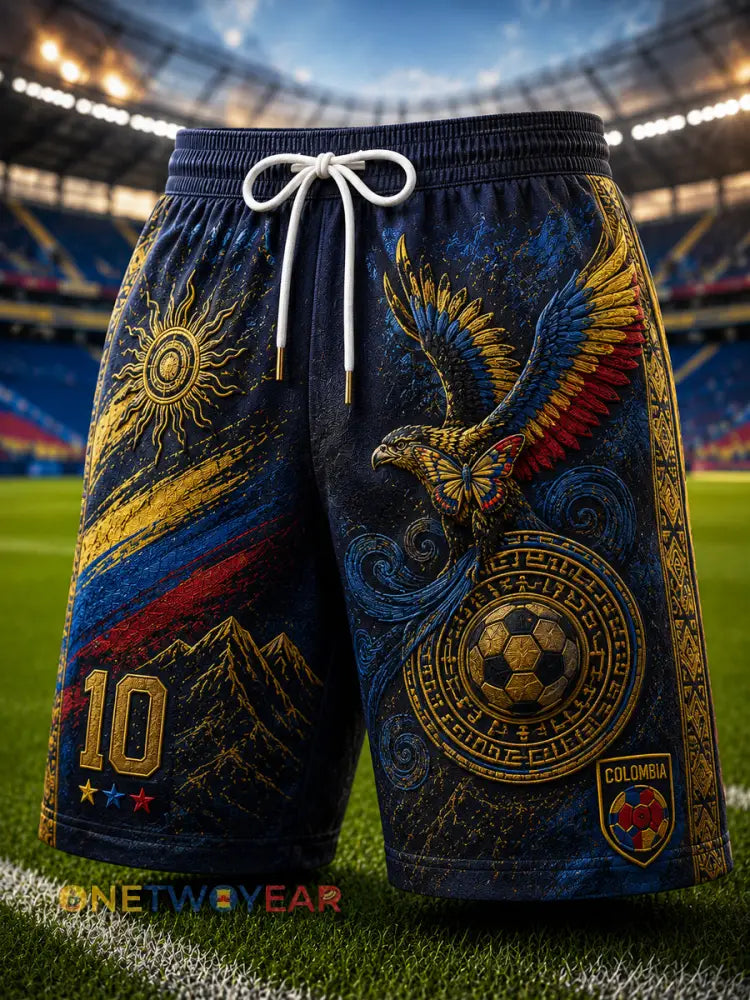 Retro Columbia Classic Pantalones cortos de fútbol para los aficionados - como imagen / S