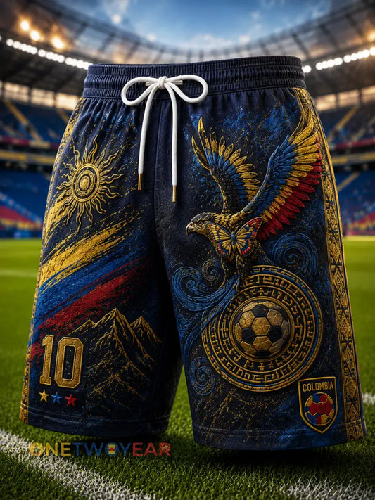Retro Columbia Classic Pantalones cortos de fútbol para los aficionados - como imagen / S