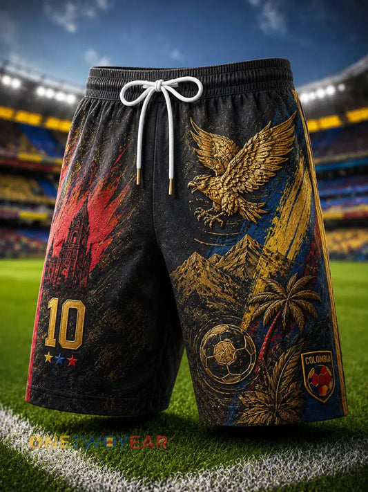 Retro Columbia Fútbol Fan Casual Shorts - como imagen / S