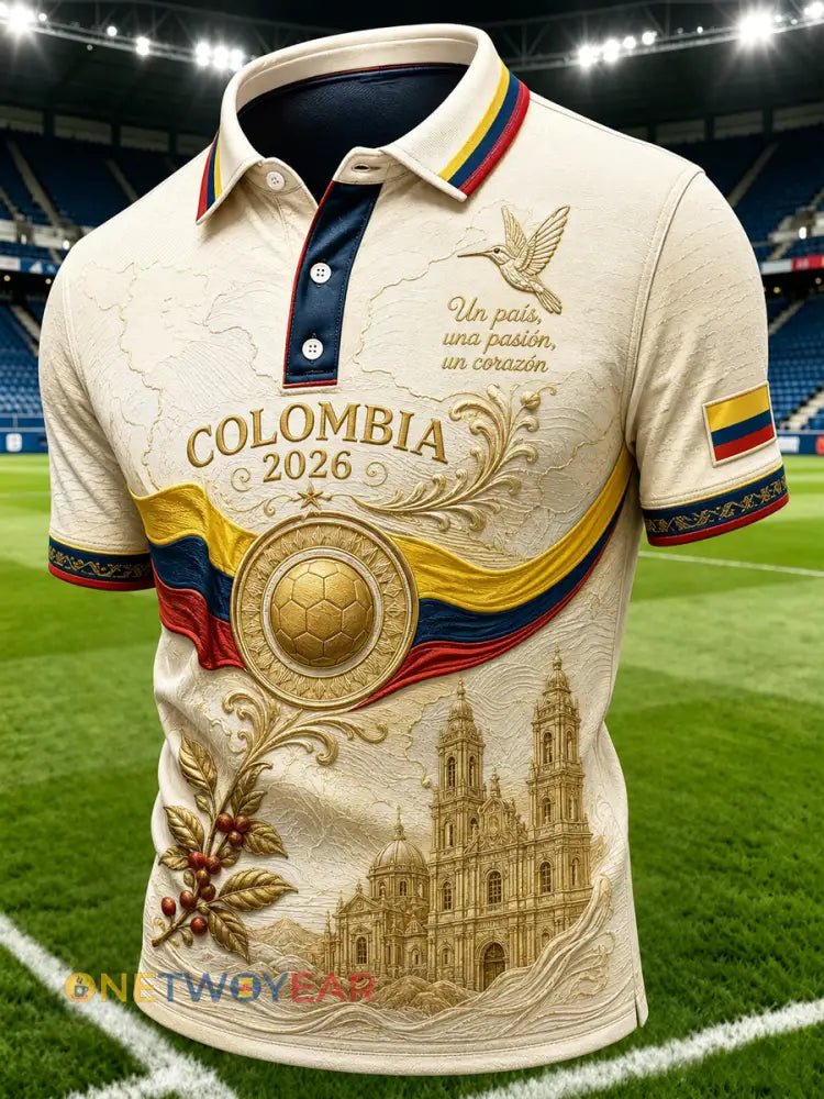 Retro Columbia Polo Casual para los aficionados al fútbol - como imagen / S