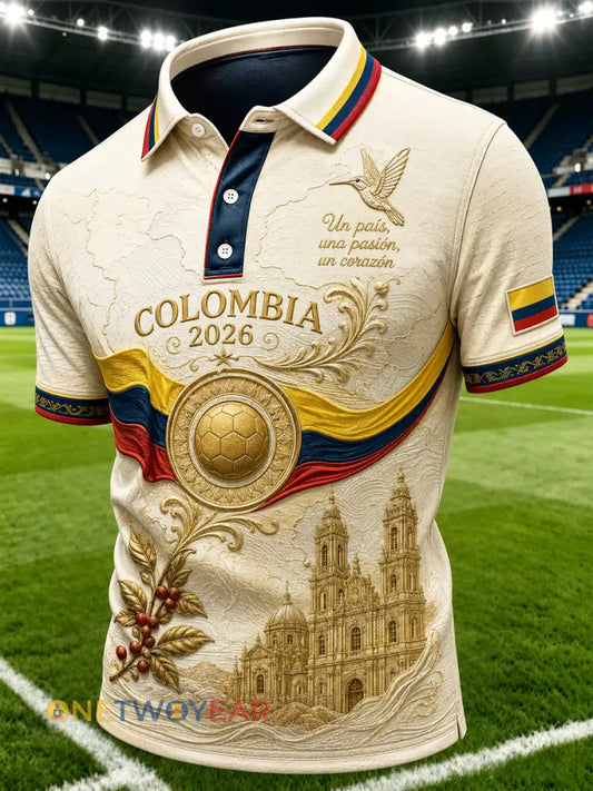 Retro Columbia Polo Casual para los aficionados al fútbol - como imagen / S
