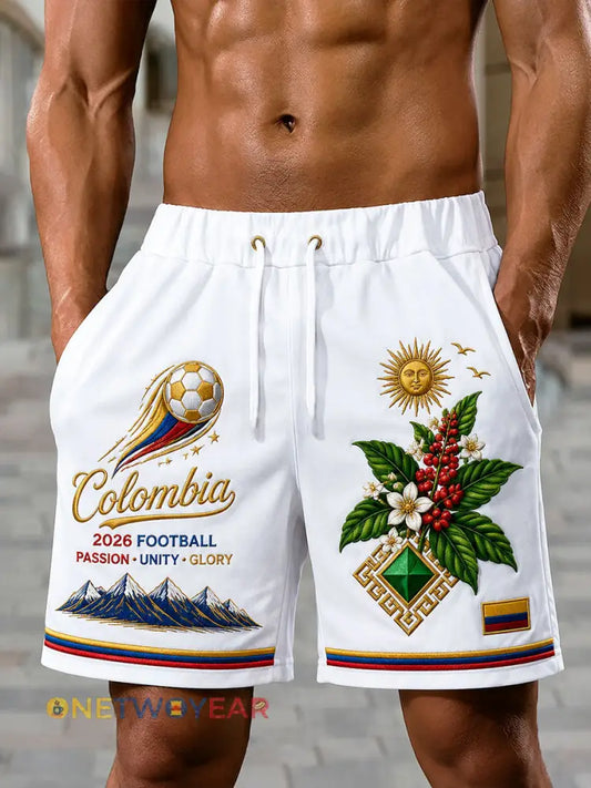 Shorts estilo fútbol colombiano 2026 para hombre - blanco / S