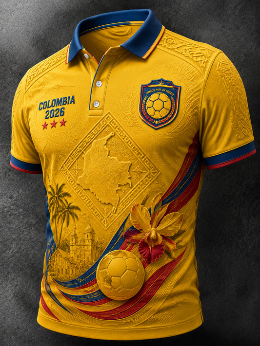 Camisa polo informal con diseño artístico de fan del fútbol americano retro de Columbia