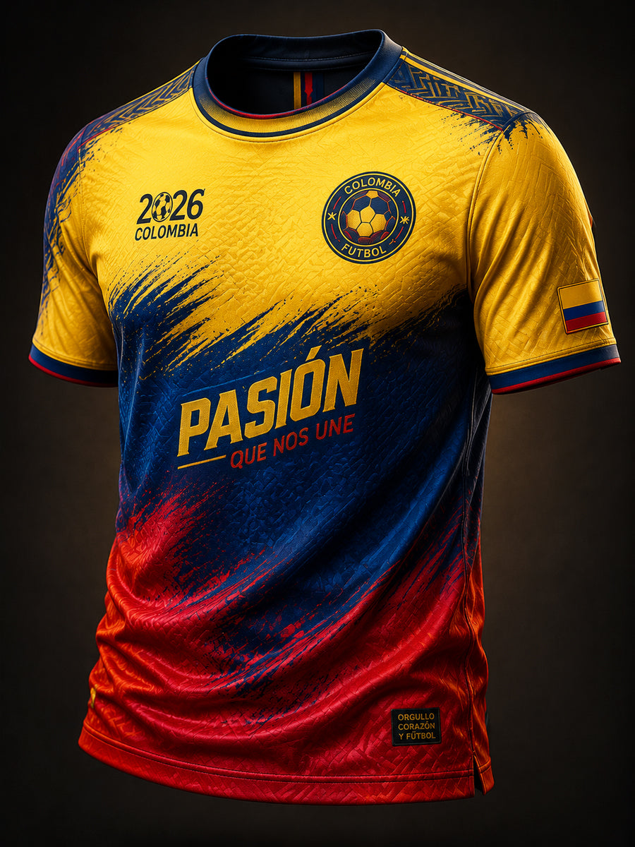 Camiseta conmemorativa para aficionados al fútbol de Colombia, estilo retro 2026