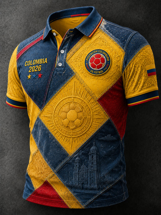 Polo casual de fútbol americano estilo patchwork retro de Columbia