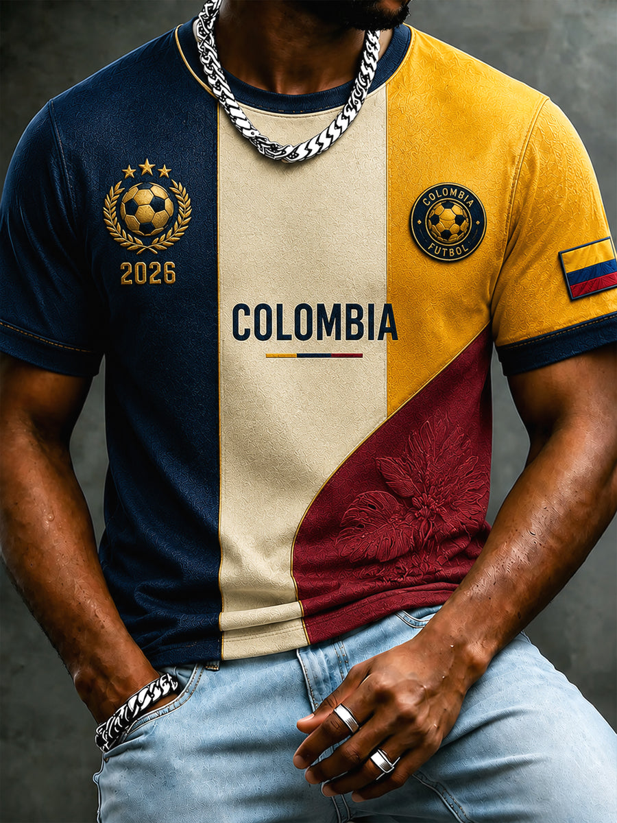 2026 camiseta casual Columbia Soccer Patchwork para hombre