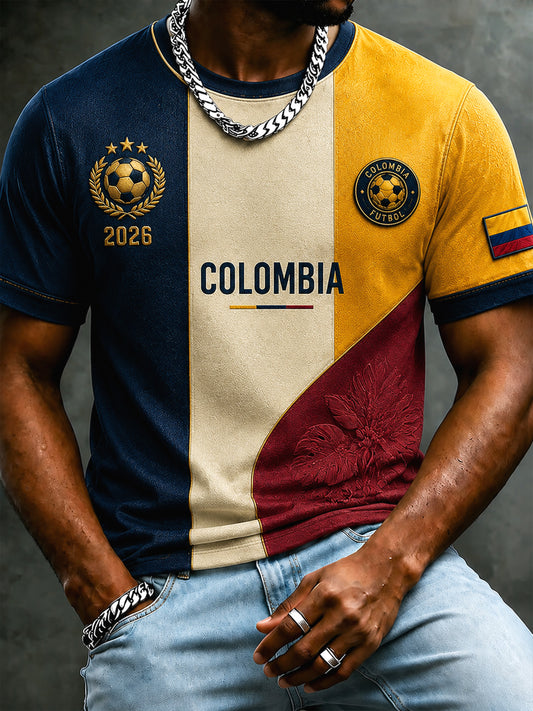 2026 camiseta casual Columbia Soccer Patchwork para hombre