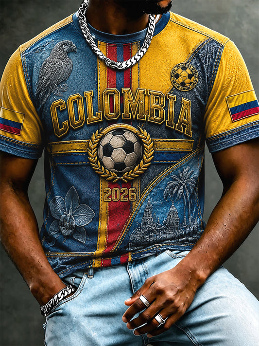 Camiseta casual 2026 Colombia Soccer Fan para hombre
