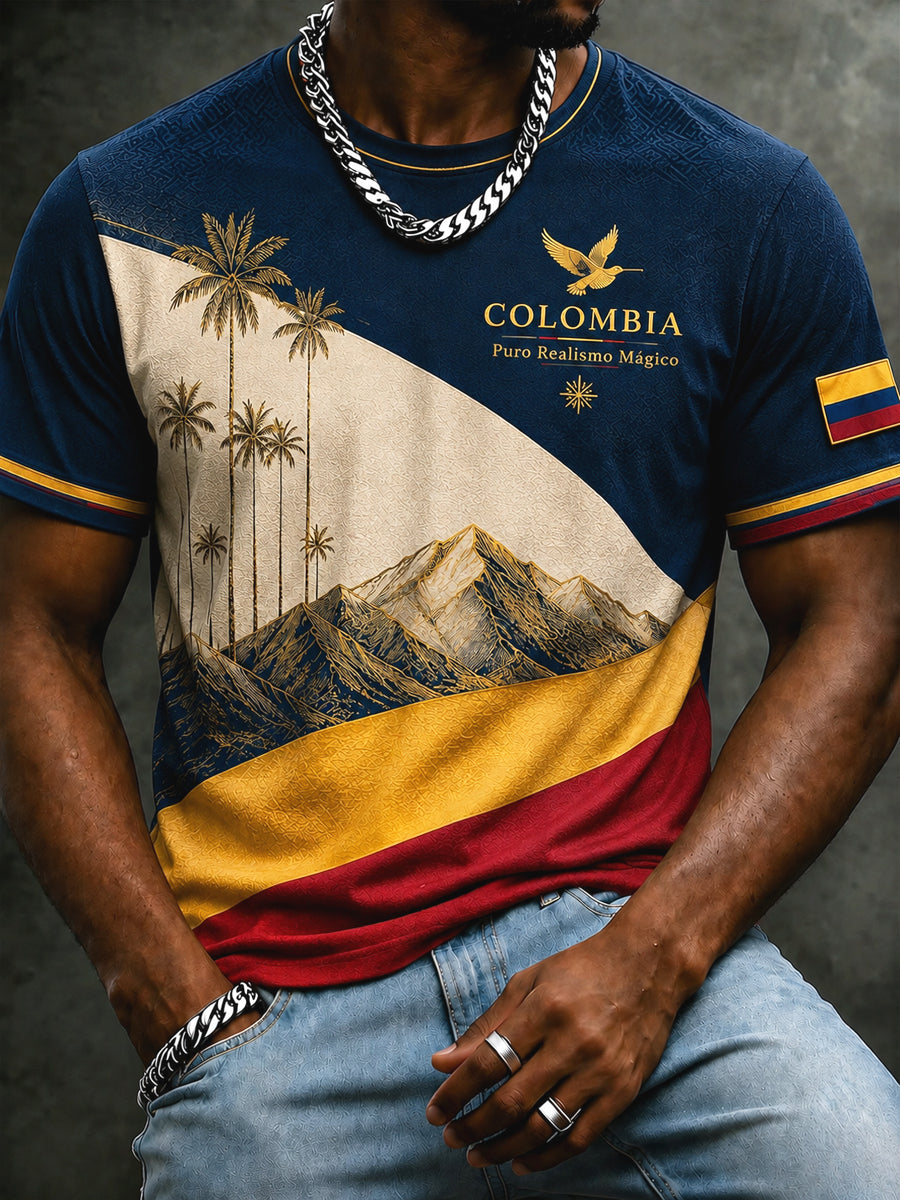 Camiseta casual retro del día de la independencia de Columbia para hombre