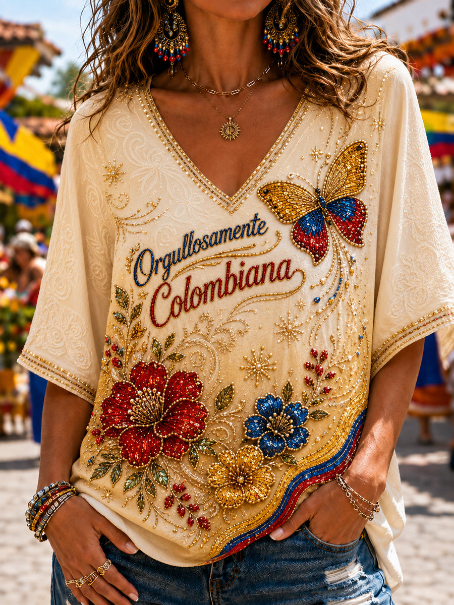 Camiseta con cuello en V Columbia Conmemorative Floral para mujer