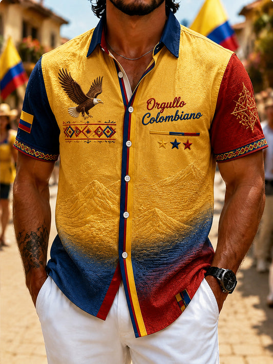 Camisa de hombre retro Columbia Eagle Gradient Casual