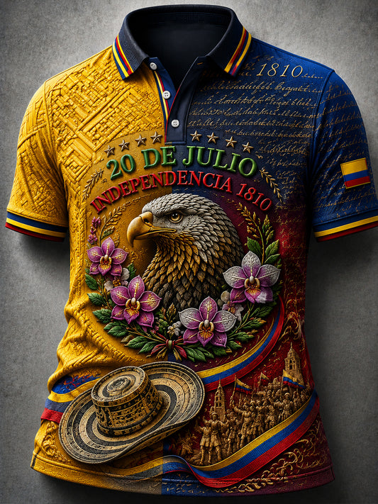 El día de la independencia colombiana de los hombres imprimió el polo de manga corta ocasional
