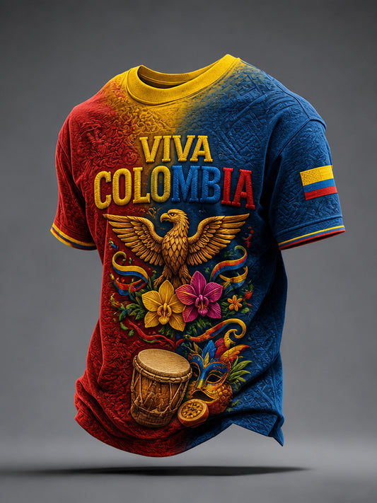 El día de la independencia colombiana de los hombres imprimió la camiseta ocasional de manga corta