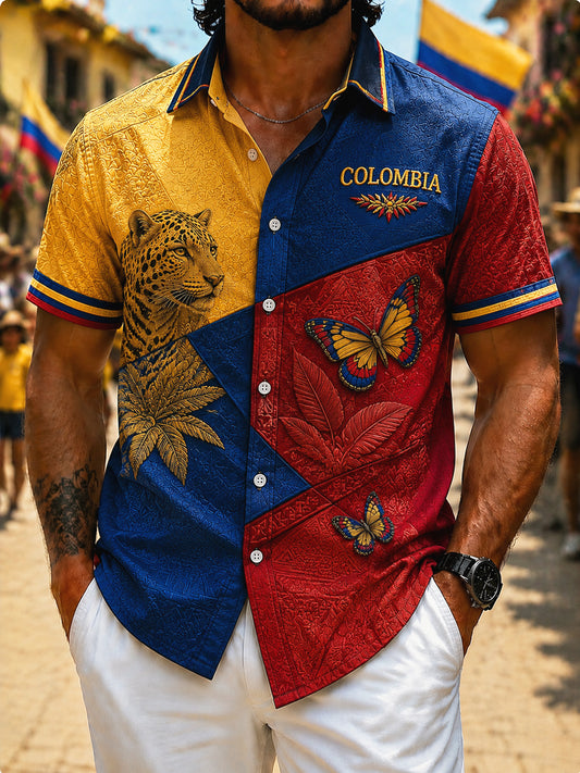 Camisa Casual Con Estampado Animal Columbia Retro Para Hombre