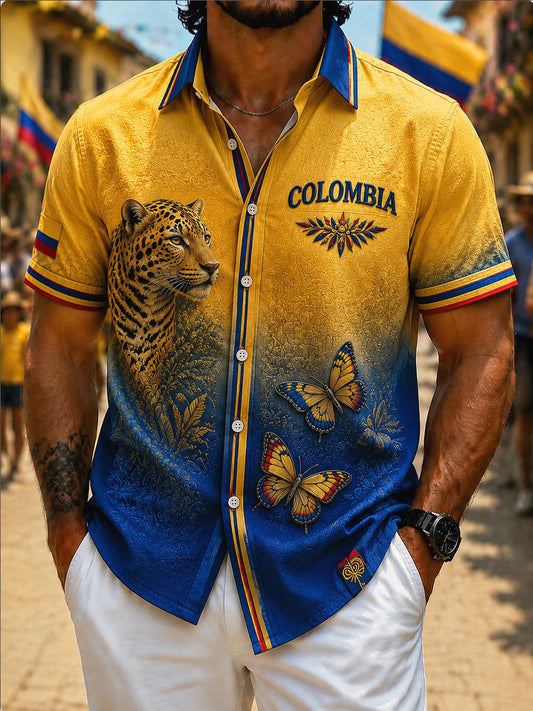 Camisa casual con estampado animal clásico retro de Columbia para hombre