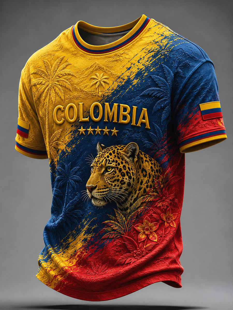 Vintage Columbia leopardo abstracto camiseta casual