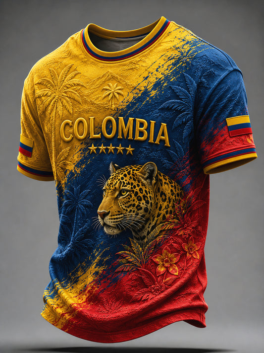 Vintage Columbia leopardo abstracto camiseta casual
