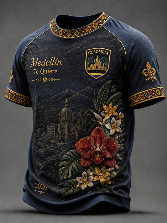 Camiseta casual del festival de la flor de Colombia del vintage