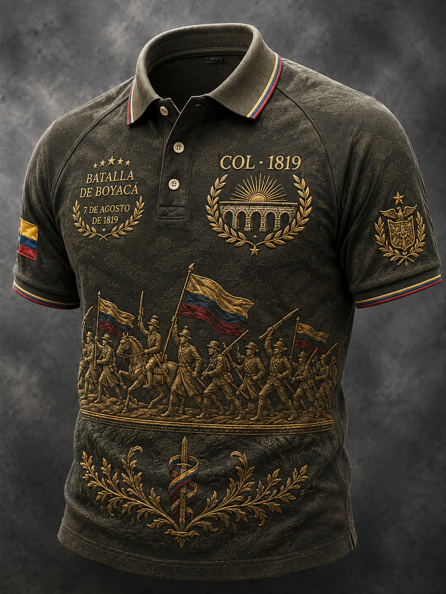 Polo con bordado de la herencia colombiana de 1819