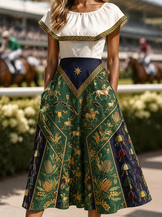 Women's Vintage Melbourne Cup Australian Horse Racing Dress