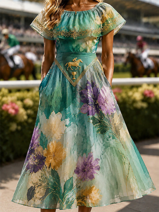 Women's Vintage Melbourne Cup Australian Horse Racing Dress