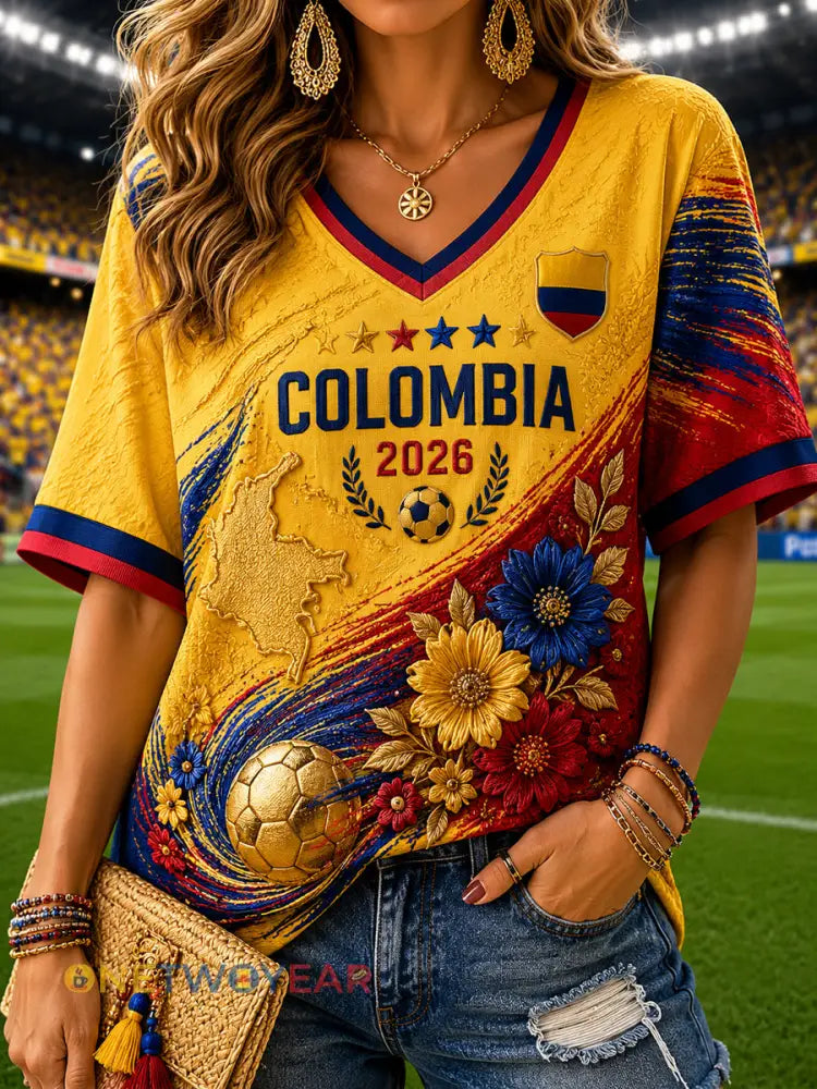 Top casual con cuello en V retro floral de Columbia para mujer - como imagen / S