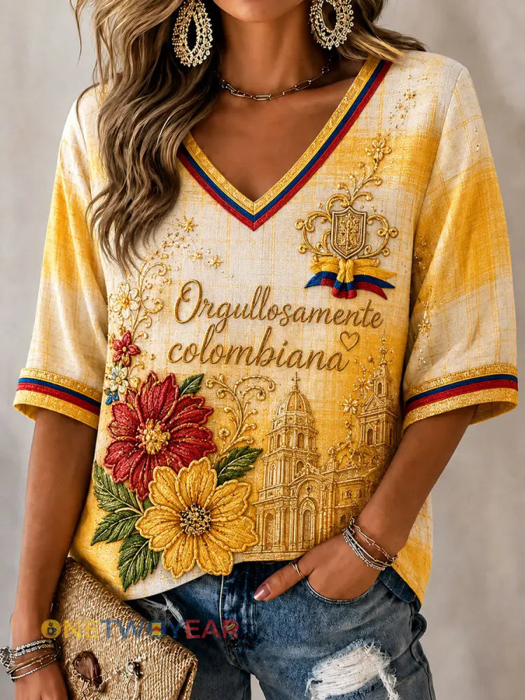 Top con cuello en V Columbia Independence Day para mujer - como imagen / S