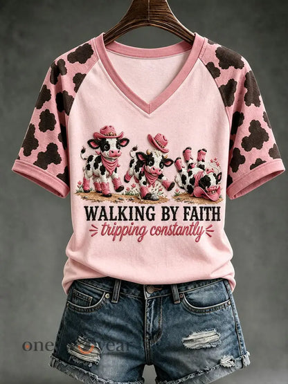 Women’s Walking By Faith Tripping Contantly T-shirt - Light Pink / S