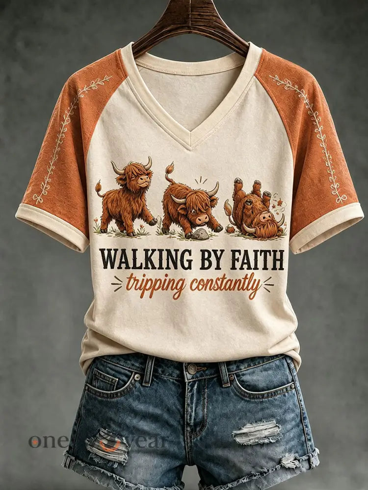 Women’s WalkingG By Faith Tripping Constantly T-shirt - Apricot / S