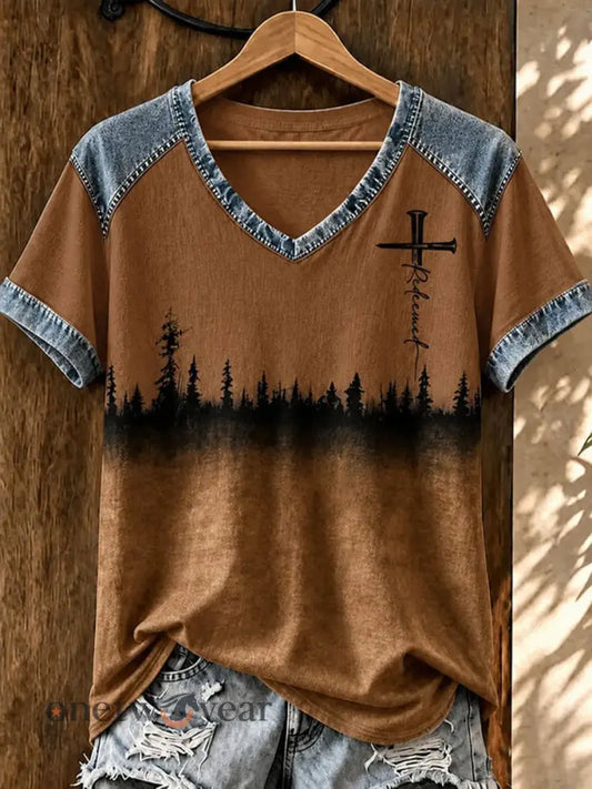 Women’s Western Faith Short-sleeved T-shirt - Brown / S
