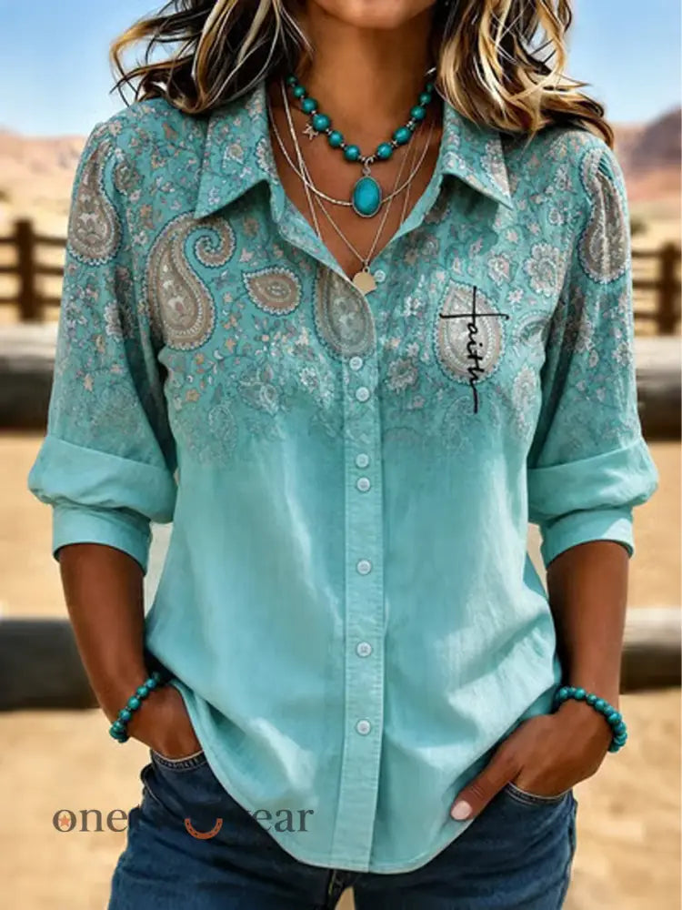 Women’s Western-Style Faith Print shirts - As picture / S
