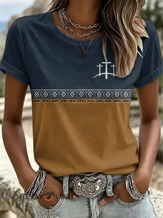 Women’s Western-Style Faith Print short-sleeved T-shirt - As picture / S