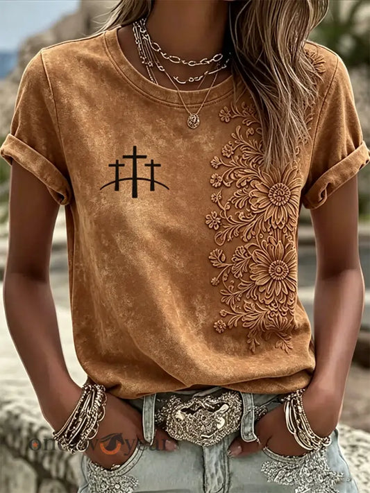 Women’s Western-Style Faith Printshort-sleeved T-shirt - As picture / S